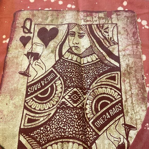 IOne24Rag Distressed Queen of Hearts sweatshirt Ladies Small - Picture 2 of 6
